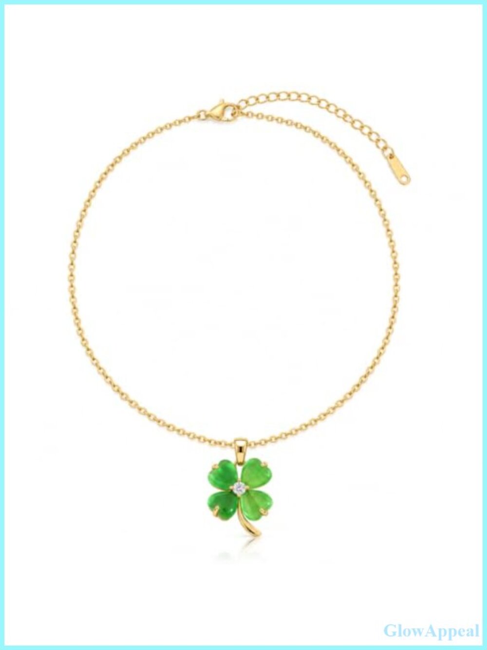 Gold Plated Opal Four Leaf Clover Necklace Pendant Women